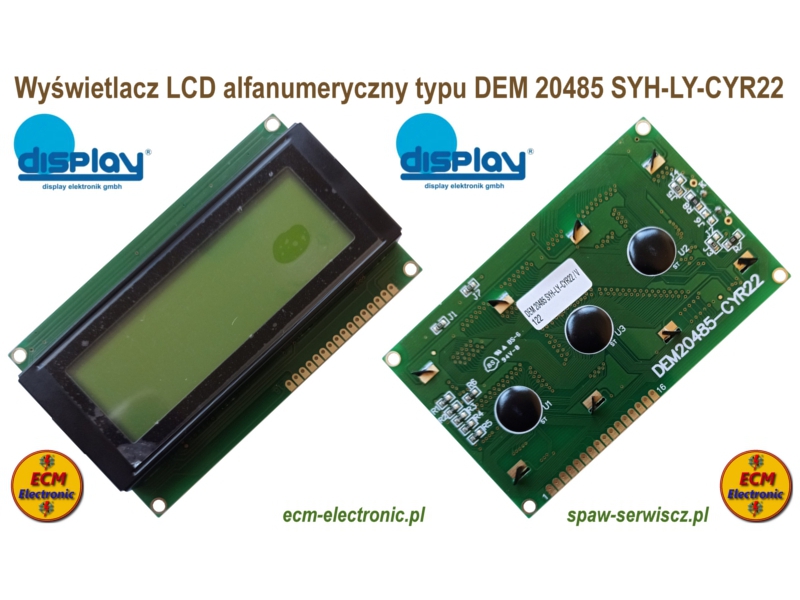 Wywietlacz LCD alfanumeryczny DEM 20485 SYH-LY-CYR22