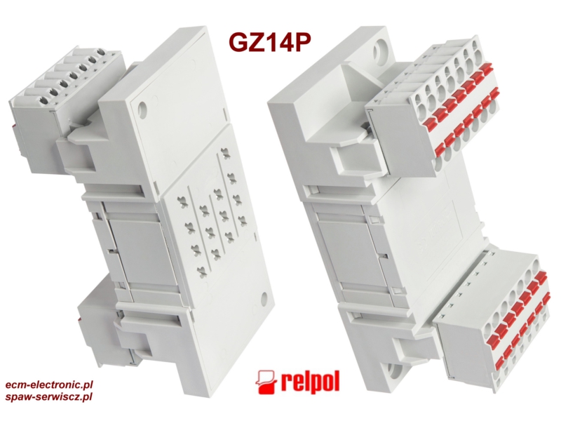 Gniazdo typu GZ14P z zaciskami Push-in - przekaniki R15 4P