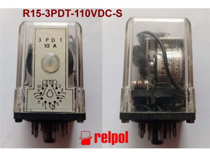 Przekanik przemysowy R15 3PDT-S, 10A/250VAC, cewka 110VDC