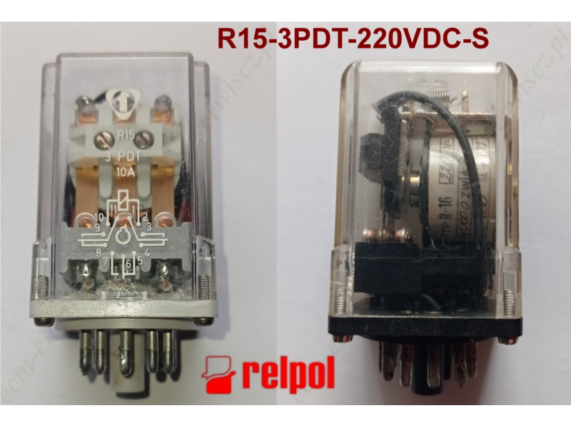 Przekanik przemysowy R15 3PDT-S, 10A/250VAC, cewka 220VDC