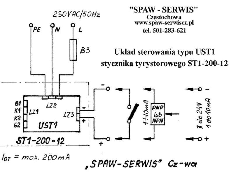 Sterownik tyrystorw typ UST1 stycznika tyrystorowego ST1-200-12