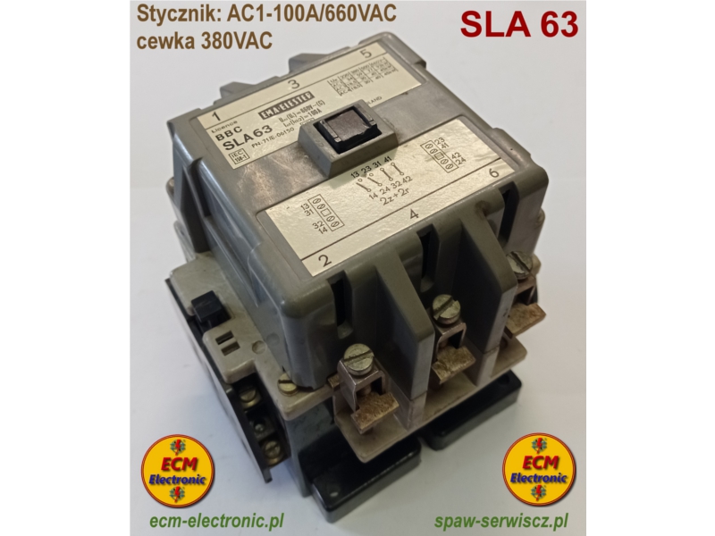 Stycznik SLA63 AC1-100A/660VAC/93kW cewka 380VAC-50Hz