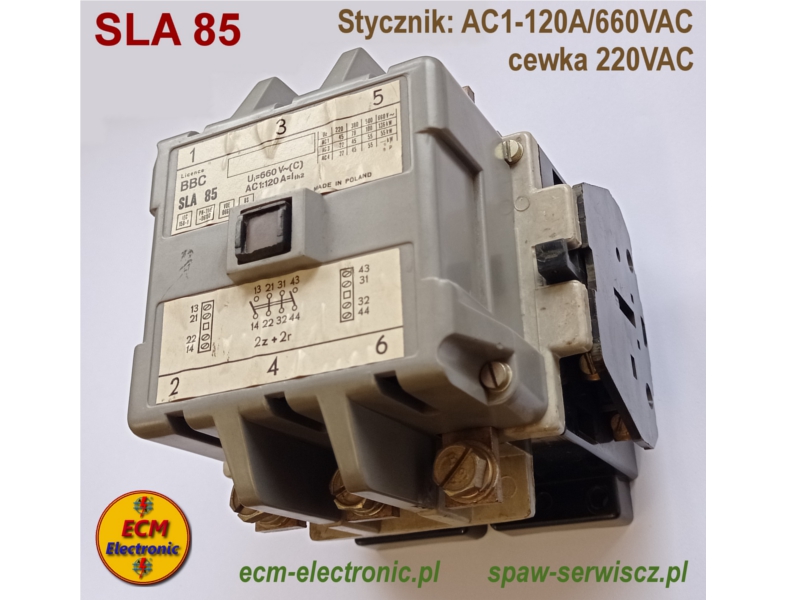 Stycznik SLA85 AC1-120A/660VAC/136kW cewka 220VAC-50Hz