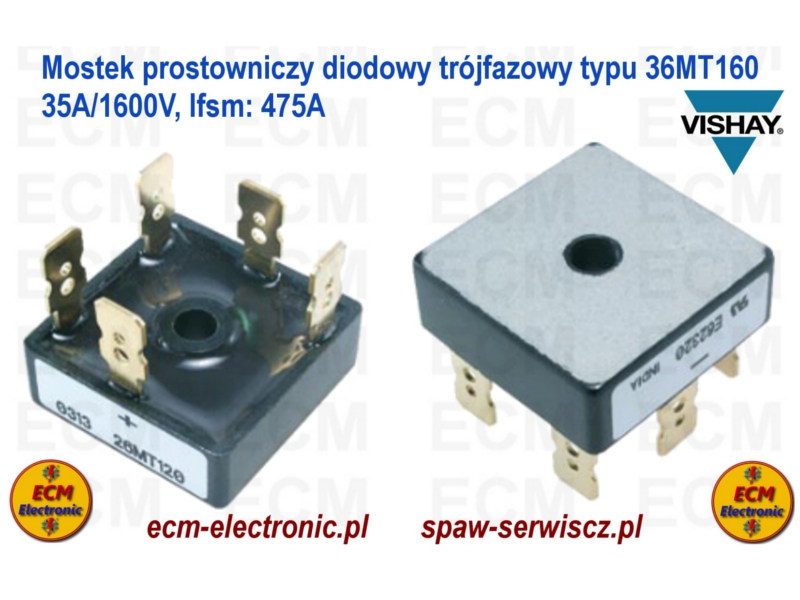 Mostek prost. trjfazowy diodowy 36MT160; 35A/1600V, Ifsm: 475A